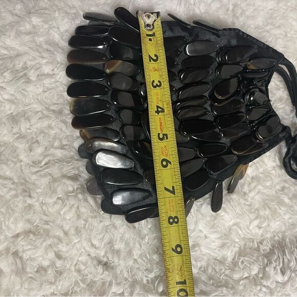 Lili Lua Vintage black satin bag cover with tortoises shells black beads accent - Picture 11 of 11